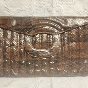 Elegant Brown Snakeskin Clutch